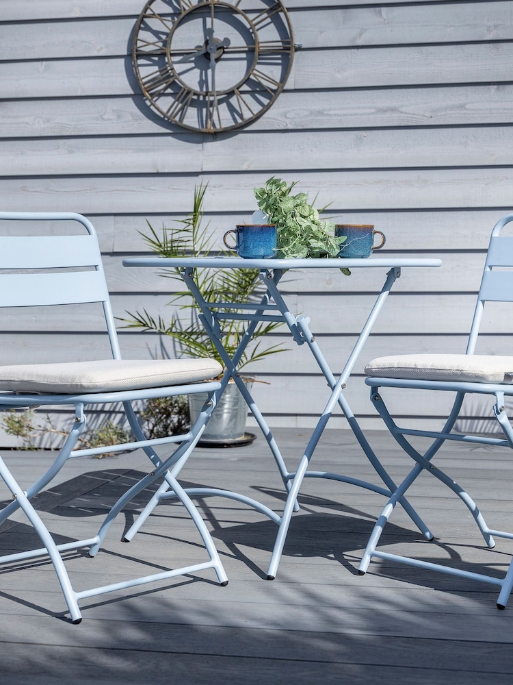 Hartman Duck Egg Blue Urban Folding Garden Bistro Set - Image 2 of 6