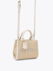 Carvela Cream Frame Raffia Micro Bag - Image 2 of 4