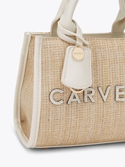 Carvela Cream Frame Raffia Micro Bag - Image 4 of 4