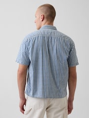 Gap Blue Gingham Denim Relaxed Straight-Hem Shirt - Image 2 of 5