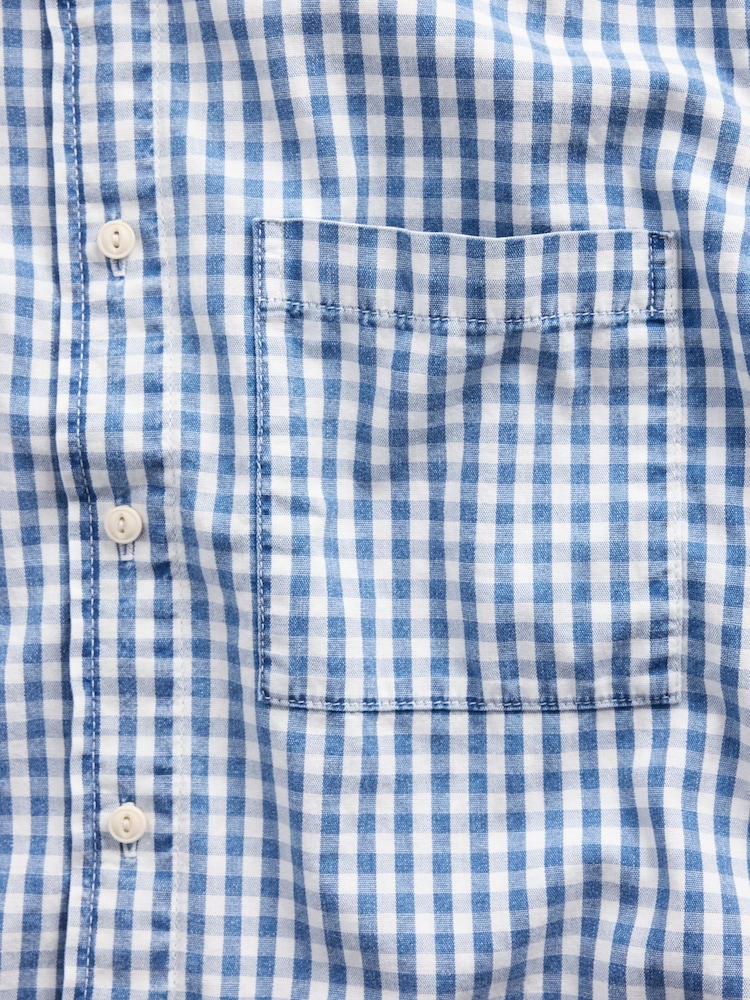 Gap Blue Gingham Denim Relaxed Straight-Hem Shirt - Image 5 of 5