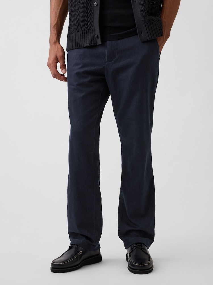 Gap Navy Linen-Cotton Relaxed Straight Trousers - Image 1 of 6