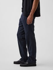 Gap Navy Linen-Cotton Relaxed Straight Trousers - Image 3 of 6
