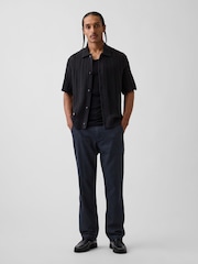 Gap Navy Linen-Cotton Relaxed Straight Trousers - Image 4 of 6