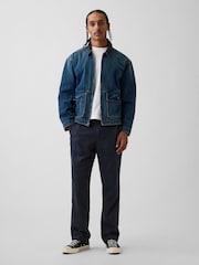 Gap Navy Linen-Cotton Relaxed Straight Trousers - Image 5 of 6