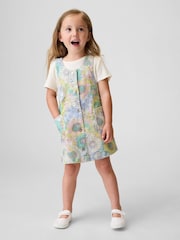 Gap Multi Floral Floral Denim Pinafore Dress (6mths-5yrs) - Image 1 of 4