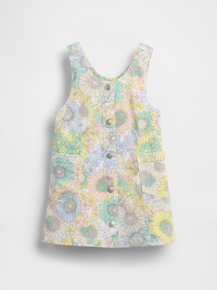Gap Multi Floral Floral Denim Pinafore Dress (6mths-5yrs) - Image 2 of 4
