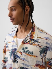 Gap Cream Palm Relaxed Collar Short Sleeve Shirt - Image 4 of 4