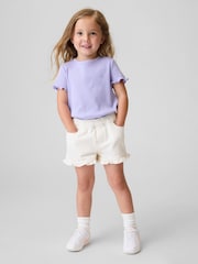 Gap White Denim Stride Pull On Ruffle Shorts (6mths-5yrs) - Image 1 of 4