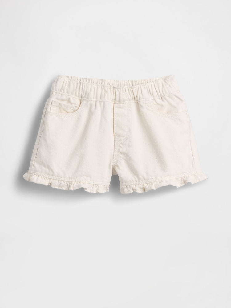 Gap White Denim Stride Pull On Ruffle Shorts (6mths-5yrs) - Image 2 of 4