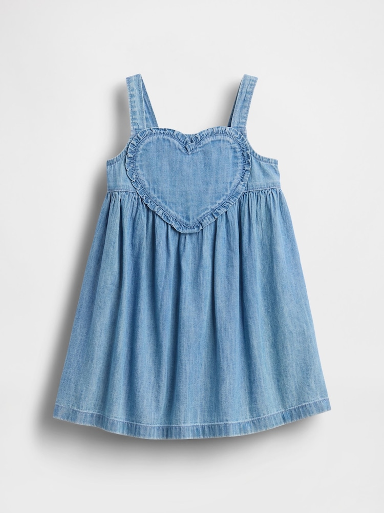 Gap Medium Wash Denim Heart Vest Dress (6mths-5yrs) - Image 2 of 4