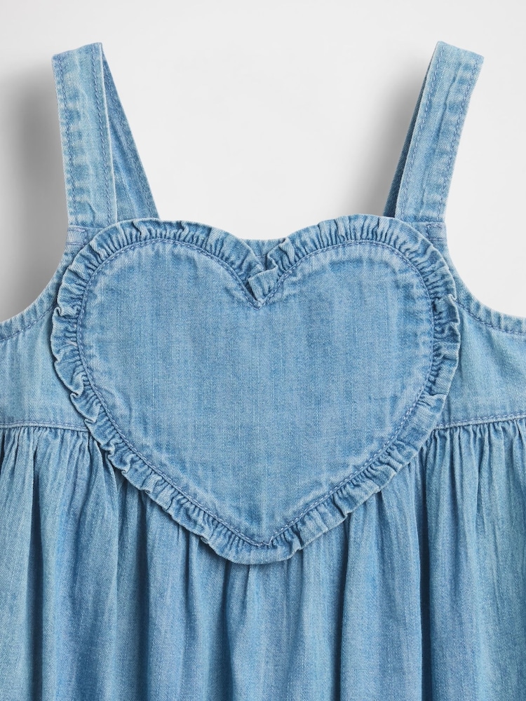 Gap Medium Wash Denim Heart Vest Dress (6mths-5yrs) - Image 4 of 4