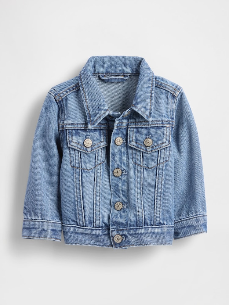 Gap Medium Wash UltraSoft Icon Denim Jacket (0-24mths) - Image 1 of 4 Gap Medium Wash UltraSoft Icon Denim Jacket (0-24mths) - Image 1 of 4