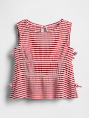 Gap Red Stripe Crinkle Knit Bow Sleeveless Top (6mths-5yrs) - Image 2 of 4
