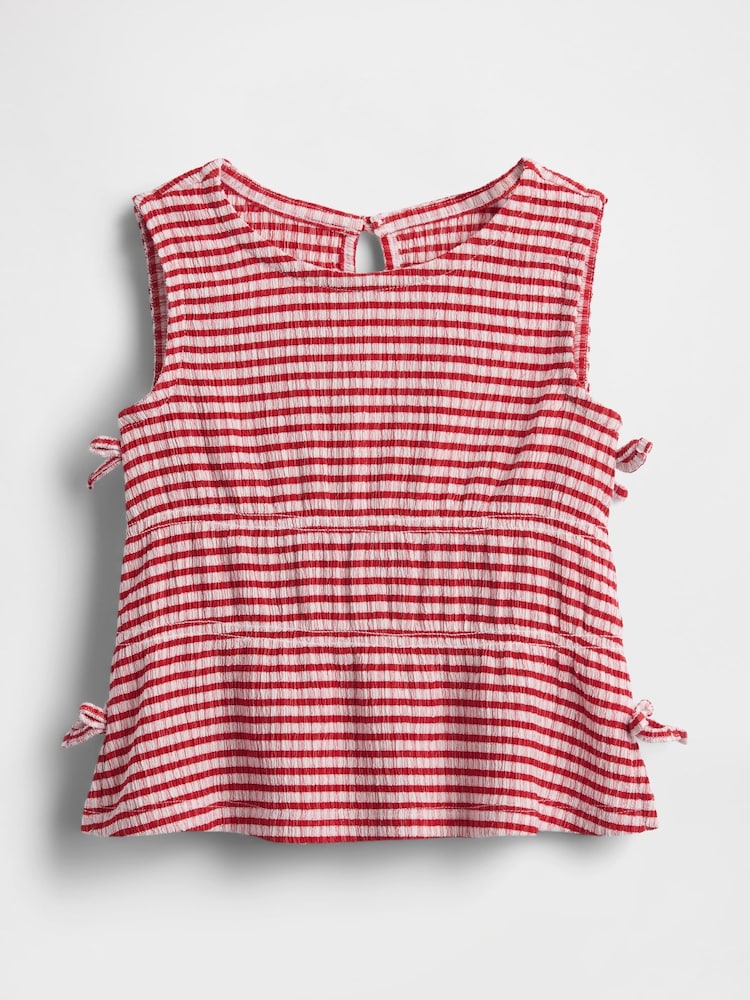 Gap Red Stripe Crinkle Knit Bow Sleeveless Top (6mths-5yrs) - Image 2 of 4