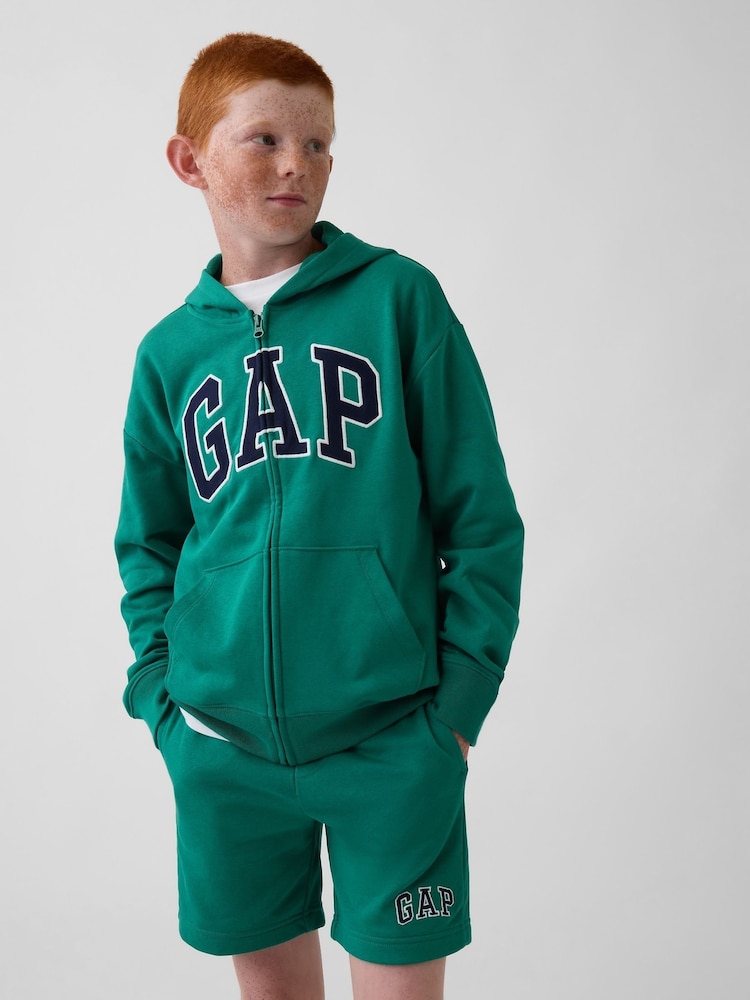 Gap Green Relaxed Logo French Terry Zip Hoodie (4-13yrs) - Image 1 of 5