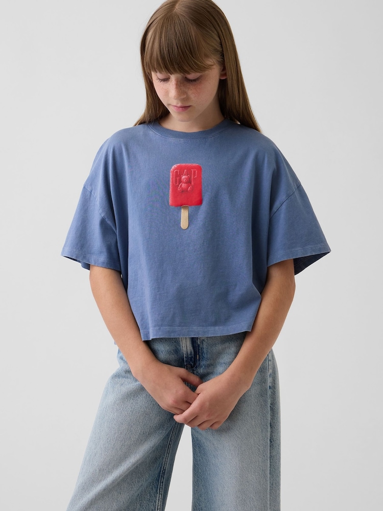 Gap Blue Oversized Graphic Short Sleeve T-Shirt (4-13yrs) - Image 1 of 2