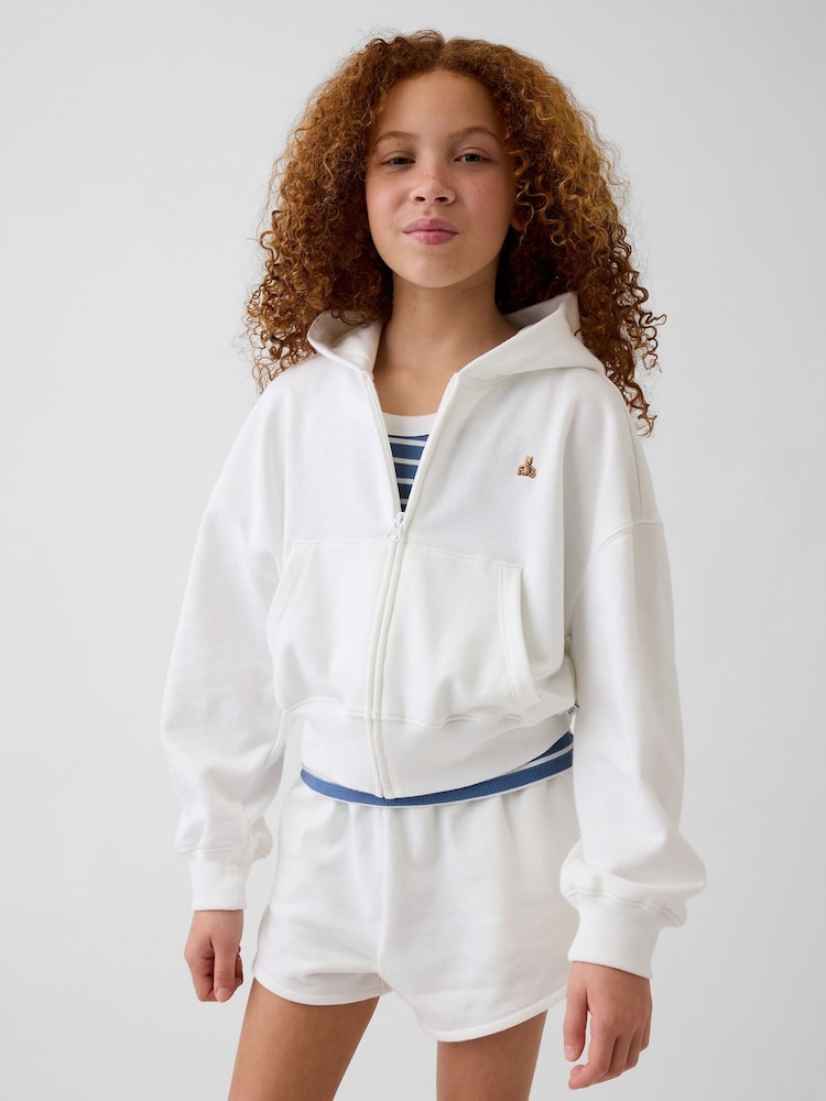 Gap White VintageSoft Terry Wedge Zip Hoodie (4-13yrs) - Image 1 of 5