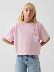 Gap Pink Hello Kitty Oversized Graphic Short Sleeve T-Shirt (4-13yrs) - Image 1 of 5