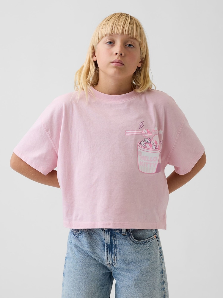 Gap Pink Hello Kitty Oversized Graphic Short Sleeve T-Shirt (4-13yrs) - Image 1 of 5