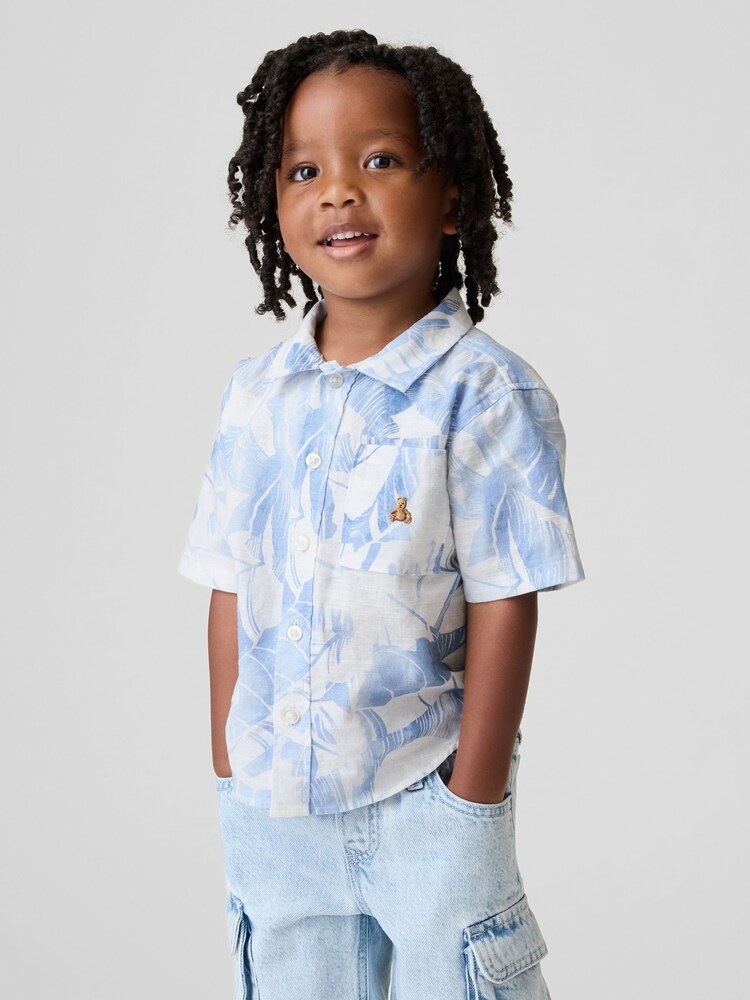 Gap Blue Linen-Cotton Short Sleeve Shirt (6mths-5yrs) - Image 1 of 4