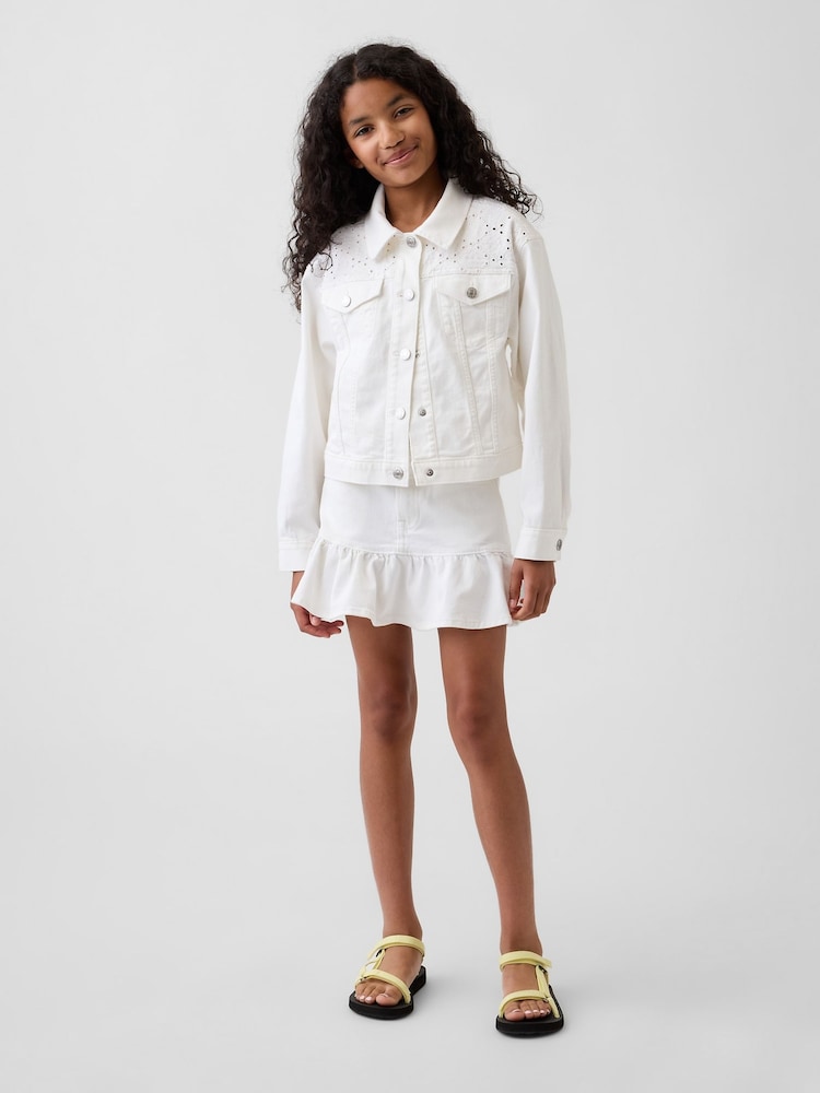 Gap White Denim Ruffle Mini Skirt (5-13yrs) - Image 1 of 4