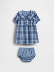 Gap Blue Check Ruffle Collar Dress (0-24mths) - Image 1 of 4
