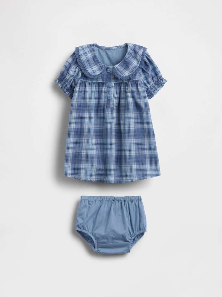 Gap Blue Check Ruffle Collar Dress (0-24mths) - Image 1 of 4