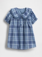 Gap Blue Check Ruffle Collar Dress (0-24mths) - Image 2 of 4