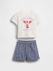 Gap White/Blue Lobster Graphic T-Shirt and Check Short Set (0-24mths) - Image 1 of 2