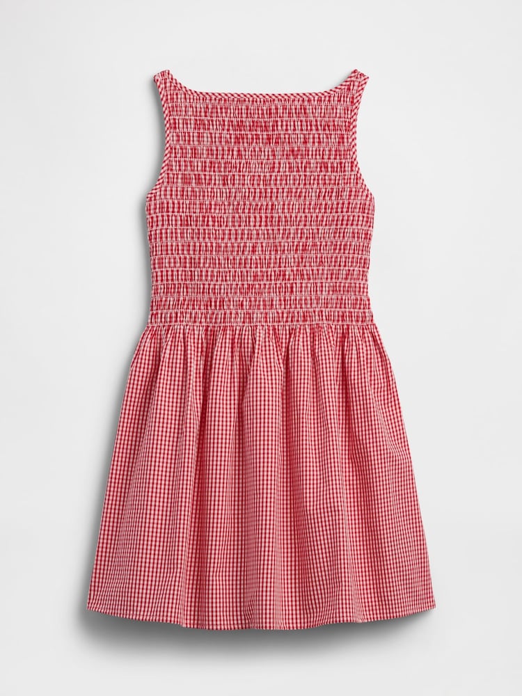 Gap Red Gingham Smocked Poplin Dress (4-13yrs) - Image 1 of 3
