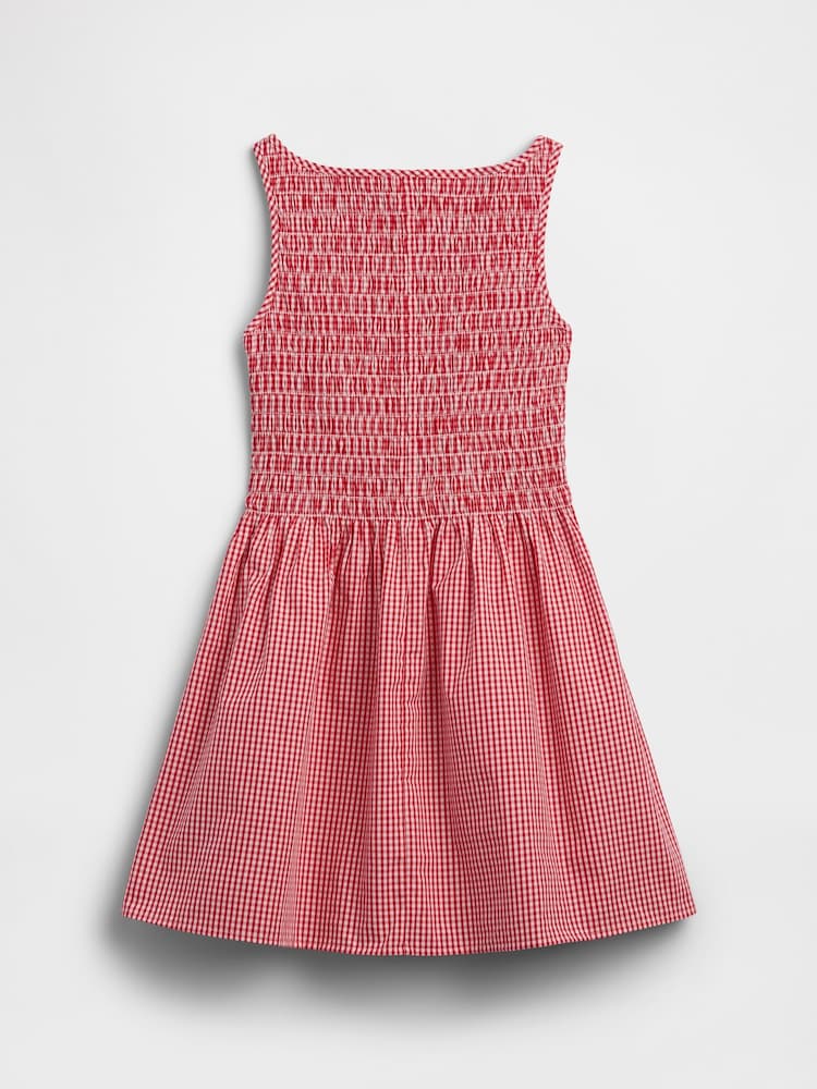 Gap Red Gingham Smocked Poplin Dress (4-13yrs) - Image 2 of 3