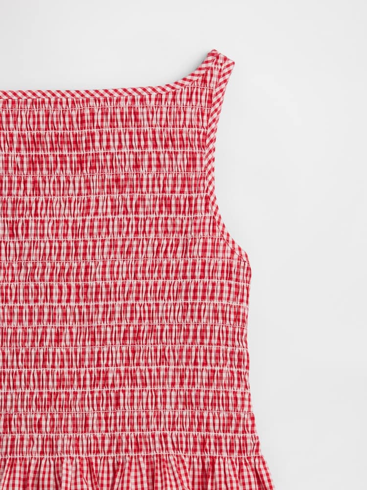 Gap Red Gingham Smocked Poplin Dress (4-13yrs) - Image 3 of 3