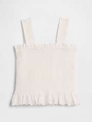 Gap White Smocked Peplum Top (4-13yrs) - Image 1 of 3