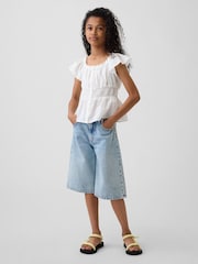 Gap White Flutter-Sleeve Button-Front Top (4-13yrs) - Image 3 of 4