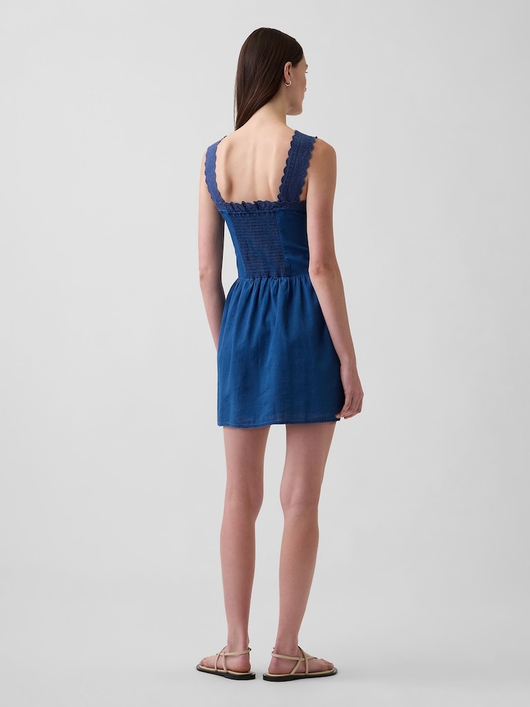 Gap Blue Pintuck Drop-Waist Mini Dress - Image 2 of 4