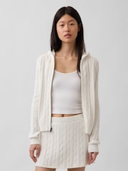 Gap Cream Cable-Knit Zip Cardigan - Image 1 of 4
