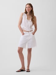 Gap White Eyelet Tie-Front Crop Peplum Scoop neck Top - Image 3 of 4