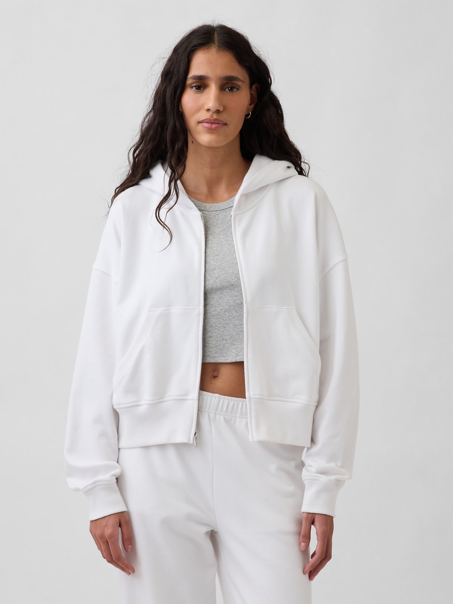 Buy Gap White Vintage Soft French Terry Zip Hoodie from the Next