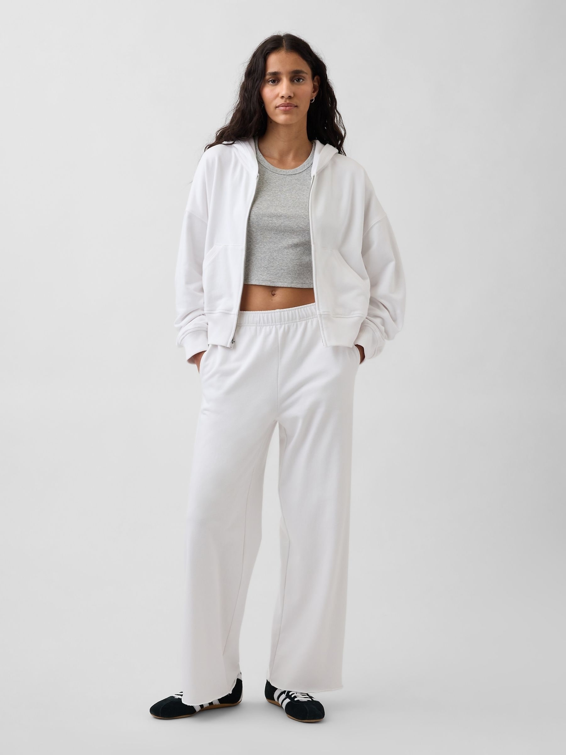 Buy Gap White Vintage Soft French Terry Zip Hoodie from the Next
