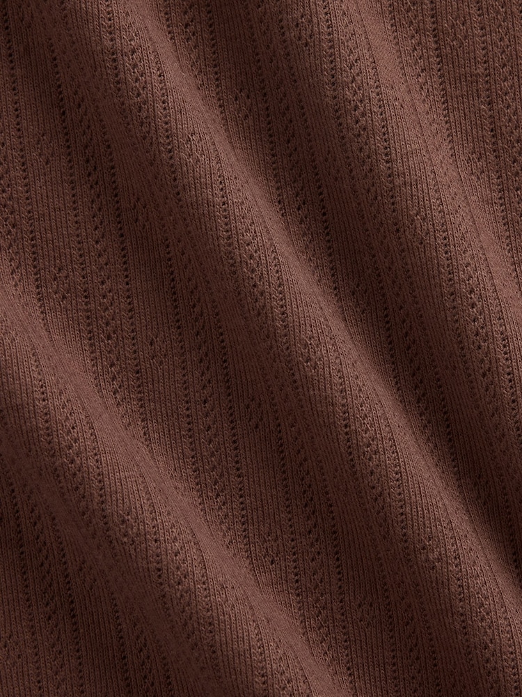 Gap Brown Pointelle Crew Neck Short Sleeve T-Shirt - Image 4 of 4