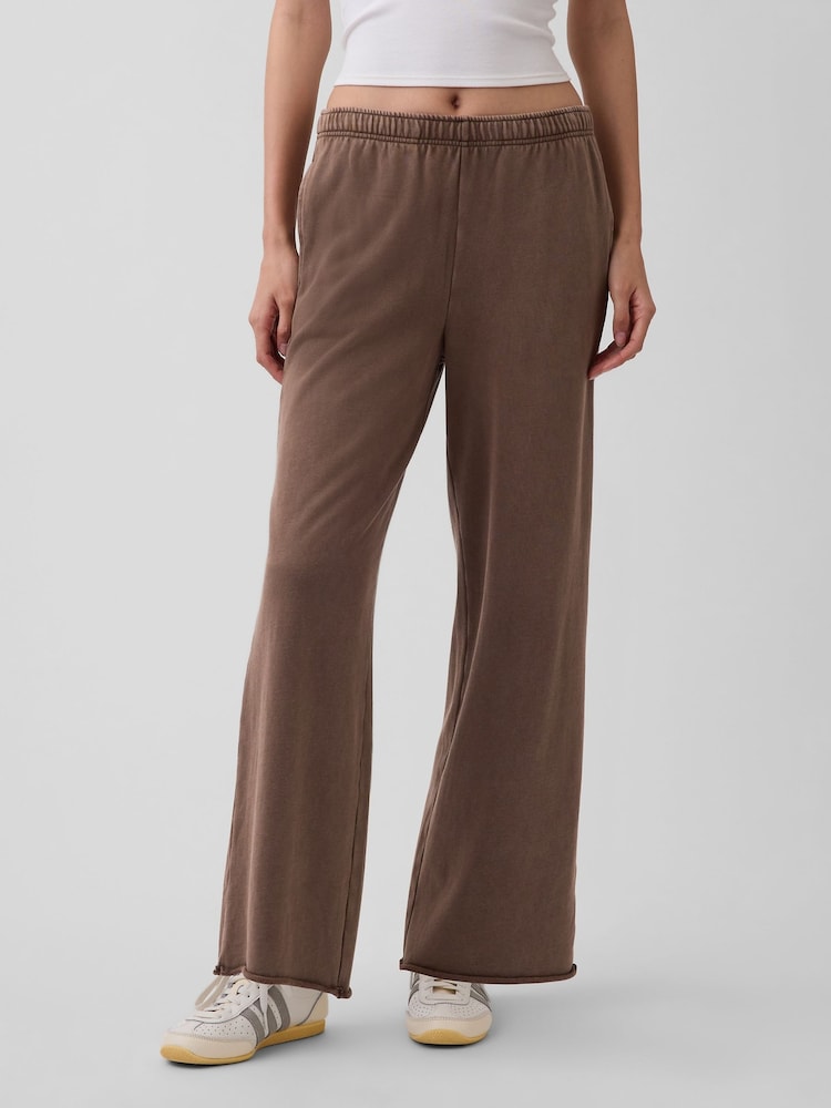 Gap Brown VintageSoft Terry Wide-Leg Joggers - Image 1 of 5