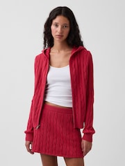 Gap Red Cable-Knit Zip Cardigan - Image 1 of 4