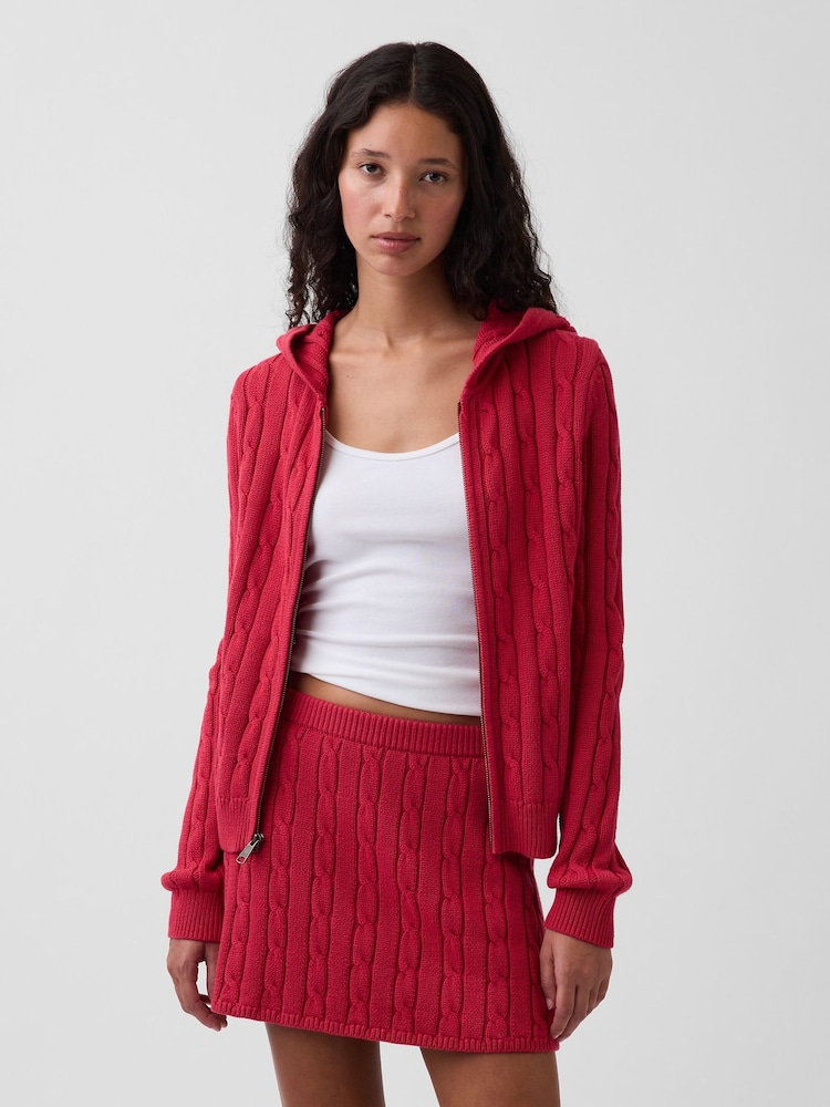 Gap Red Cable-Knit Zip Cardigan - Image 1 of 4