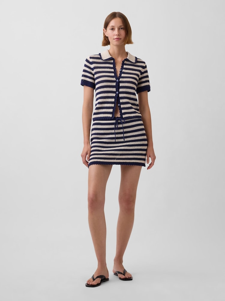 Gap Navy Crochet Stripe Easy Mini Skort - Image 1 of 5