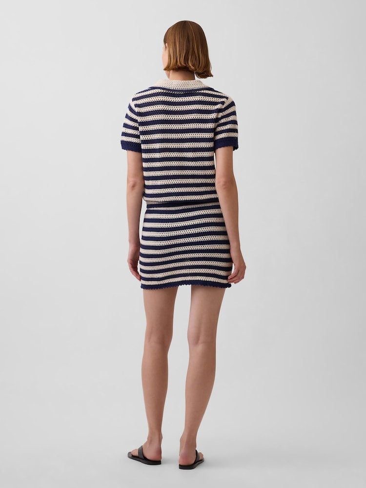 Gap Navy Crochet Stripe Easy Mini Skort - Image 2 of 5