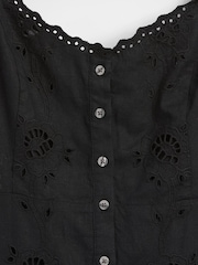 Gap Black Linen-Blend Embroidered Button-Front Cami Maxi Dress - Image 4 of 4