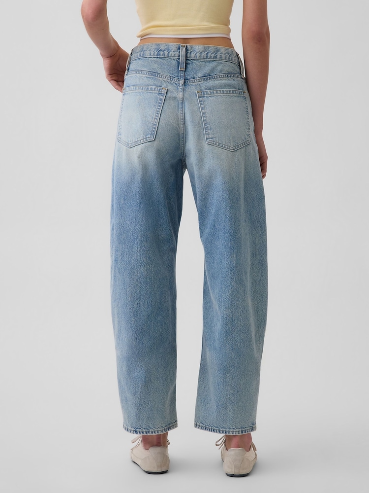 Gap Light Wash High Waisted Crop Barrel Jeans - Image 2 of 4