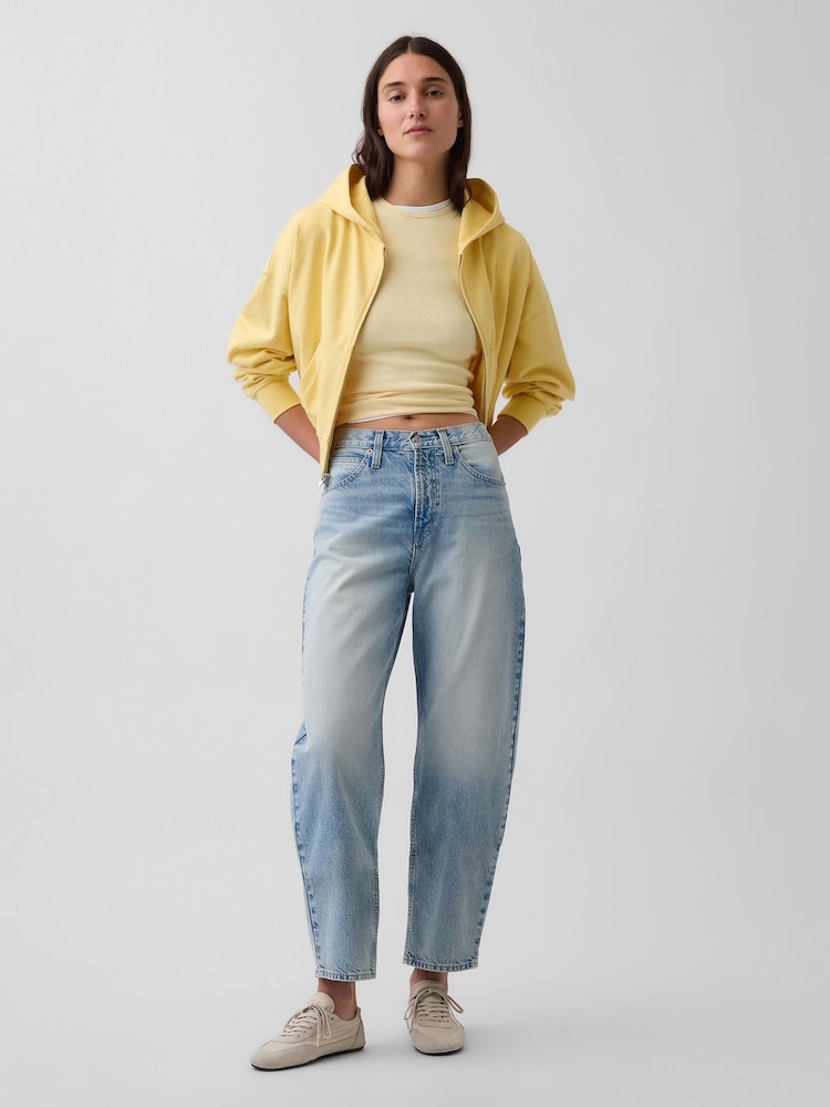 Gap Light Wash High Waisted Crop Barrel Jeans - Image 4 of 4