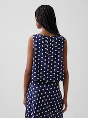 Gap Navy Polka Dot Linen-Blend Crop Shell Vest - Image 2 of 4